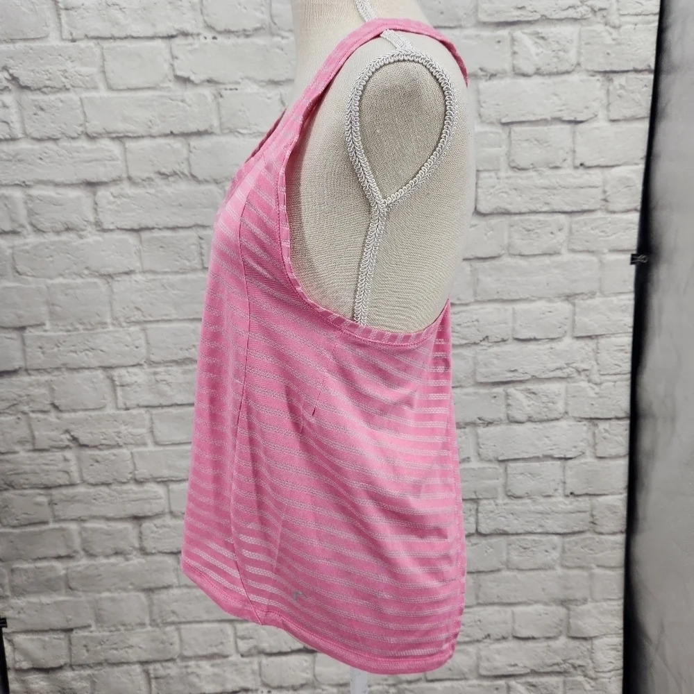 Zyia Active Pink Striped Nimbus Split Back Workout Running Tank Top Size Small - Picture 7 of 14